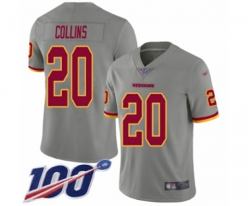 Men's Washington Redskins #20 Landon Collins Limited Gray Inverted Legend 100th Season Football Jersey