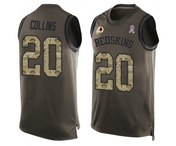 Men's Washington Redskins #20 Landon Collins Limited Green Salute to Service Tank Top Football Jersey