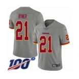 Men's Washington Redskins #21 Earnest Byner Limited Gray Inverted Legend 100th Season Football Jersey