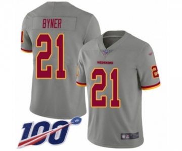 Men's Washington Redskins #21 Earnest Byner Limited Gray Inverted Legend 100th Season Football Jersey