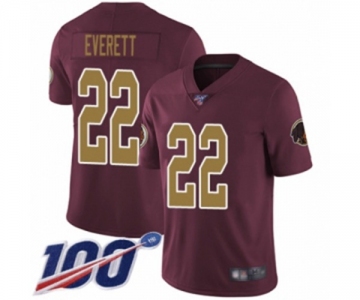 Men's Washington Redskins #22 Deshazor Everett Burgundy Red Gold Number Alternate 80TH Anniversary Vapor Untouchable Limited Player 100th Season Football J