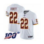 Men's Washington Redskins #22 Deshazor Everett White Vapor Untouchable Limited Player 100th Season Football Jersey