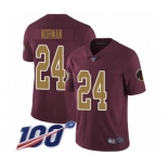 Men's Washington Redskins #24 Josh Norman Burgundy Red Gold Number Alternate 80TH Anniversary Vapor Untouchable Limited Player 100th Season Football Jersey