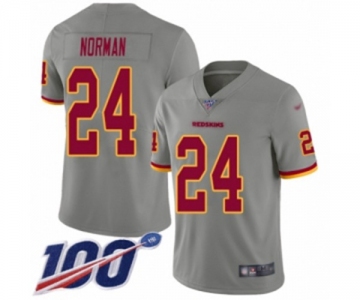 Men's Washington Redskins #24 Josh Norman Limited Gray Inverted Legend 100th Season Football Jersey