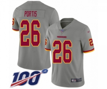 Men's Washington Redskins #26 Clinton Portis Limited Gray Inverted Legend 100th Season Football Jersey