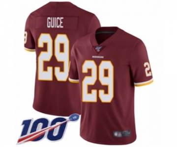 Men's Washington Redskins #29 Derrius Guice Burgundy Red Team Color Vapor Untouchable Limited Player 100th Season Football Jersey