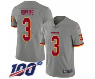 Men's Washington Redskins #3 Dustin Hopkins Limited Gray Inverted Legend 100th Season Football Jersey