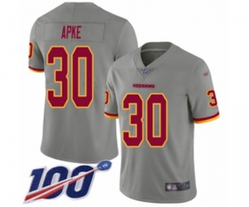 Men's Washington Redskins #30 Troy Apke Limited Gray Inverted Legend 100th Season Football Jersey