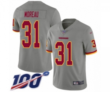 Men's Washington Redskins #31 Fabian Moreau Limited Gray Inverted Legend 100th Season Football Jersey