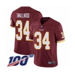 Men's Washington Redskins #34 Wendell Smallwood Burgundy Red Team Color Vapor Untouchable Limited Player 100th Season Football Jersey