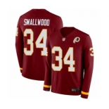 Men's Washington Redskins #34 Wendell Smallwood Limited Burgundy Therma Long Sleeve Football Jersey