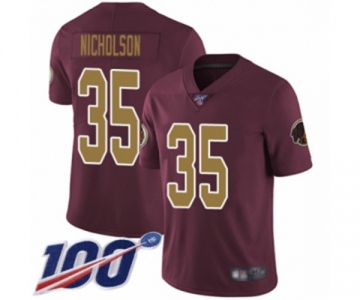 Men's Washington Redskins #35 Montae Nicholson Burgundy Red Gold Number Alternate 80TH Anniversary Vapor Untouchable Limited Player 100th Season Football J