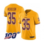 Men's Washington Redskins #35 Montae Nicholson Limited Gold Rush Vapor Untouchable 100th Season Football Jersey