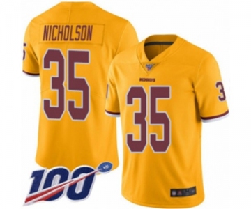 Men's Washington Redskins #35 Montae Nicholson Limited Gold Rush Vapor Untouchable 100th Season Football Jersey