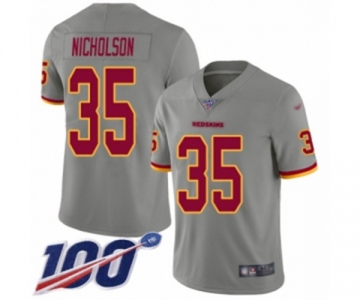 Men's Washington Redskins #35 Montae Nicholson Limited Gray Inverted Legend 100th Season Football Jersey