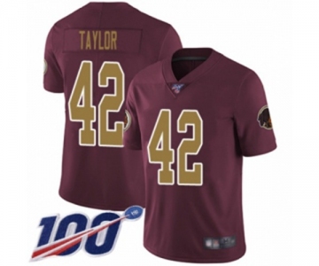 Men's Washington Redskins #42 Charley Taylor Burgundy Red Gold Number Alternate 80TH Anniversary Vapor Untouchable Limited Player 100th Season Football Jer