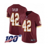 Men's Washington Redskins #42 Charley Taylor Burgundy Red Team Color Vapor Untouchable Limited Player 100th Season Football Jersey