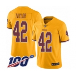 Men's Washington Redskins #42 Charley Taylor Limited Gold Rush Vapor Untouchable 100th Season Football Jersey