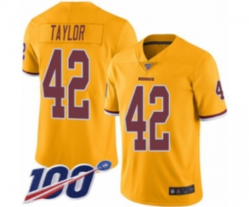 Men's Washington Redskins #42 Charley Taylor Limited Gold Rush Vapor Untouchable 100th Season Football Jersey