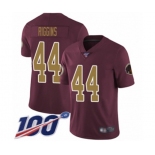 Men's Washington Redskins #44 John Riggins Burgundy Red Gold Number Alternate 80TH Anniversary Vapor Untouchable Limited Player 100th Season Football Jerse