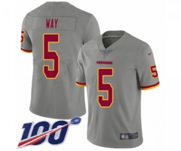 Men's Washington Redskins #5 Tress Way Limited Gray Inverted Legend 100th Season Football Jersey