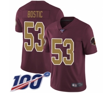 Men's Washington Redskins #53 Jon Bostic Burgundy Red Gold Number Alternate 80TH Anniversary Vapor Untouchable Limited Player 100th Season Football Jersey