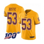 Men's Washington Redskins #53 Jon Bostic Limited Gold Rush Vapor Untouchable 100th Season Football Jersey