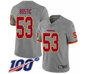 Men's Washington Redskins #53 Jon Bostic Limited Gray Inverted Legend 100th Season Football Jersey