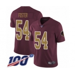 Men's Washington Redskins #54 Mason Foster Burgundy Red Gold Number Alternate 80TH Anniversary Vapor Untouchable Limited Player 100th Season Football Jerse