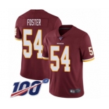 Men's Washington Redskins #54 Mason Foster Burgundy Red Team Color Vapor Untouchable Limited Player 100th Season Football Jersey