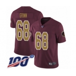 Men's Washington Redskins #68 Russ Grimm Burgundy Red Gold Number Alternate 80TH Anniversary Vapor Untouchable Limited Player 100th Season Football Jersey