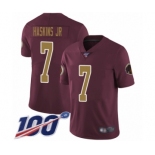 Men's Washington Redskins #7 Dwayne Haskins Burgundy Red Gold Number Alternate 80TH Anniversary Vapor Untouchable Limited Player 100th Season Jersey