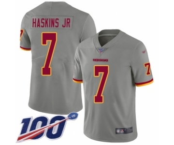 Men's Washington Redskins #7 Dwayne Haskins Limited Gray Inverted Legend 100th Season Football Jerseys