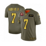 Men's Washington Redskins #7 Dwayne Haskins Olive Gold 2019 Salute to Service Limited Player Football Jersey