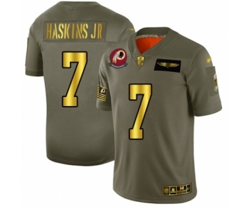 Men's Washington Redskins #7 Dwayne Haskins Olive Gold 2019 Salute to Service Limited Player Football Jersey