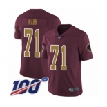 Men's Washington Redskins #71 Charles Mann Burgundy Red Gold Number Alternate 80TH Anniversary Vapor Untouchable Limited Player 100th Season Football Jerse