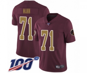 Men's Washington Redskins #71 Charles Mann Burgundy Red Gold Number Alternate 80TH Anniversary Vapor Untouchable Limited Player 100th Season Football Jerse