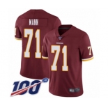 Men's Washington Redskins #71 Charles Mann Burgundy Red Team Color Vapor Untouchable Limited Player 100th Season Football Jersey