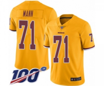 Men's Washington Redskins #71 Charles Mann Limited Gold Rush Vapor Untouchable 100th Season Football Jersey