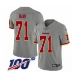 Men's Washington Redskins #71 Charles Mann Limited Gray Inverted Legend 100th Season Football Jersey