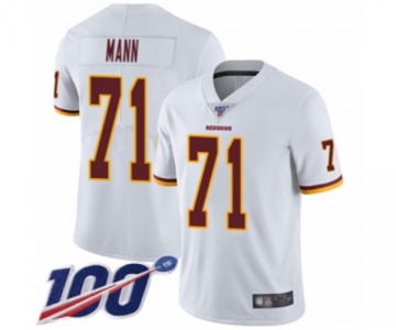 Men's Washington Redskins #71 Charles Mann White Vapor Untouchable Limited Player 100th Season Football Jersey