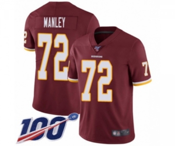 Men's Washington Redskins #72 Dexter Manley Burgundy Red Team Color Vapor Untouchable Limited Player 100th Season Football Jersey