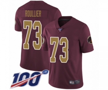 Men's Washington Redskins #73 Chase Roullier Burgundy Red Gold Number Alternate 80TH Anniversary Vapor Untouchable Limited Player 100th Season Football Jer