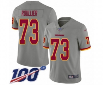 Men's Washington Redskins #73 Chase Roullier Limited Gray Inverted Legend 100th Season Football Jersey