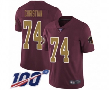 Men's Washington Redskins #74 Geron Christian Burgundy Red Gold Number Alternate 80TH Anniversary Vapor Untouchable Limited Player 100th Season Football Je