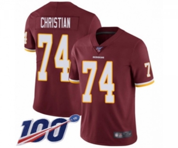 Men's Washington Redskins #74 Geron Christian Burgundy Red Team Color Vapor Untouchable Limited Player 100th Season Football Jersey