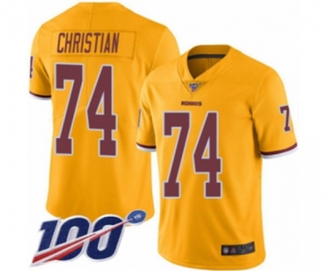 Men's Washington Redskins #74 Geron Christian Limited Gold Rush Vapor Untouchable 100th Season Football Jersey