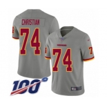 Men's Washington Redskins #74 Geron Christian Limited Gray Inverted Legend 100th Season Football Jersey