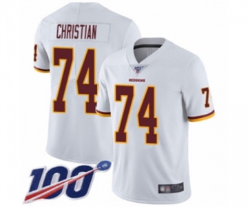 Men's Washington Redskins #74 Geron Christian White Vapor Untouchable Limited Player 100th Season Football Jersey