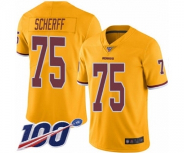 Men's Washington Redskins #75 Brandon Scherff Limited Gold Rush Vapor Untouchable 100th Season Football Jersey